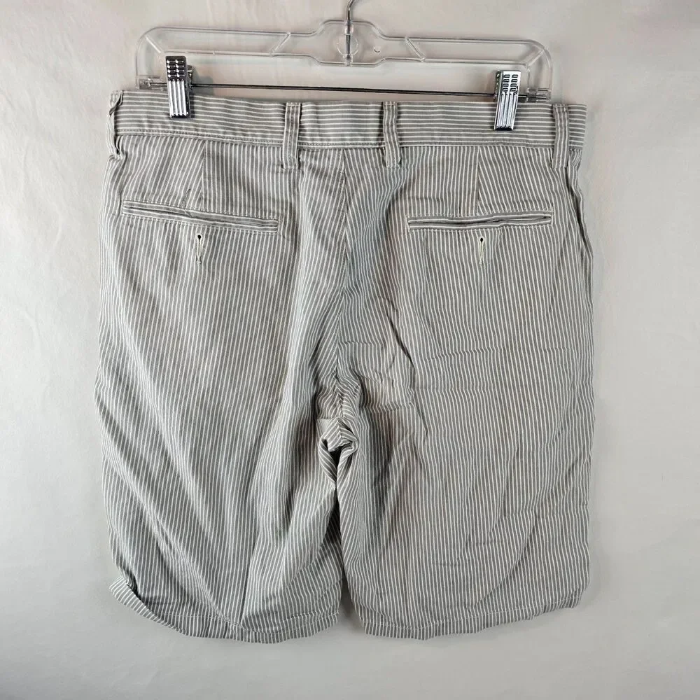 J Crew Shorts Mens 31 Beige White Striped Summer Casual 10